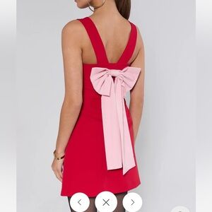 Avara Nina Red and Pink Bow Mini Dress M